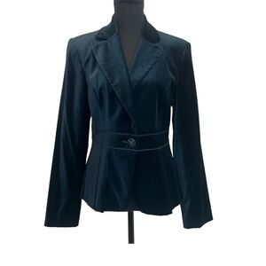 Rafaella blue velvet blazer tailored structured cinched Sz 8